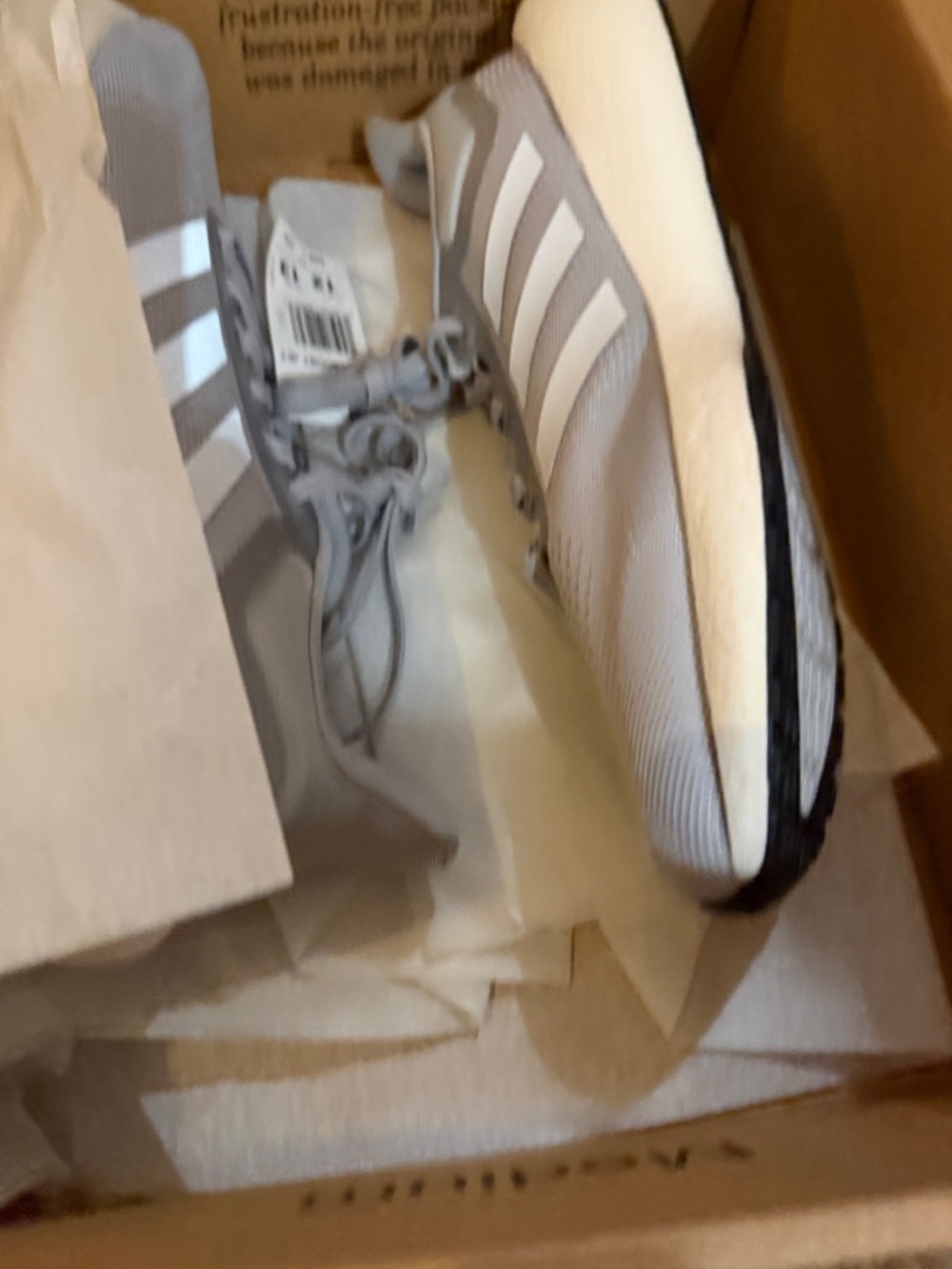 adidas mens pureboost 21 Light Gray and White Athletic Sneakers